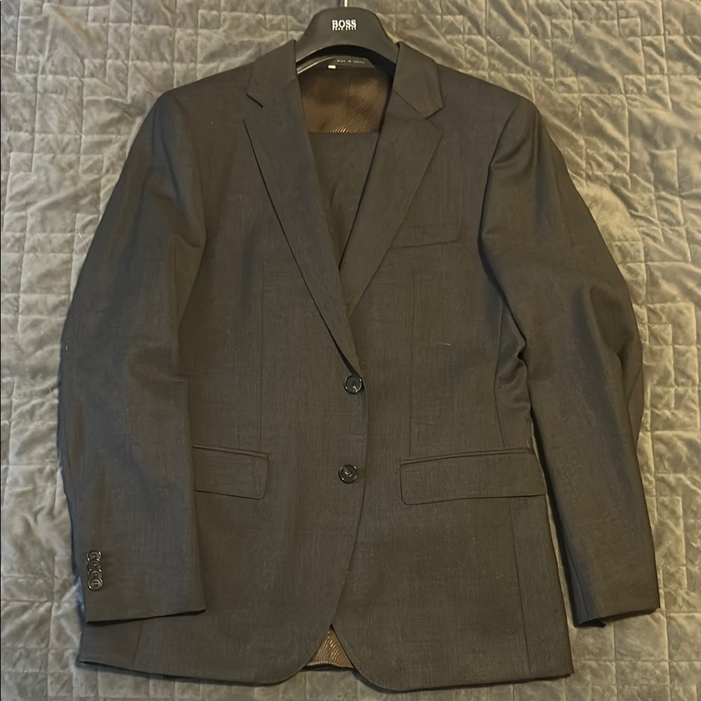 Boss Black brown sharkskin suit